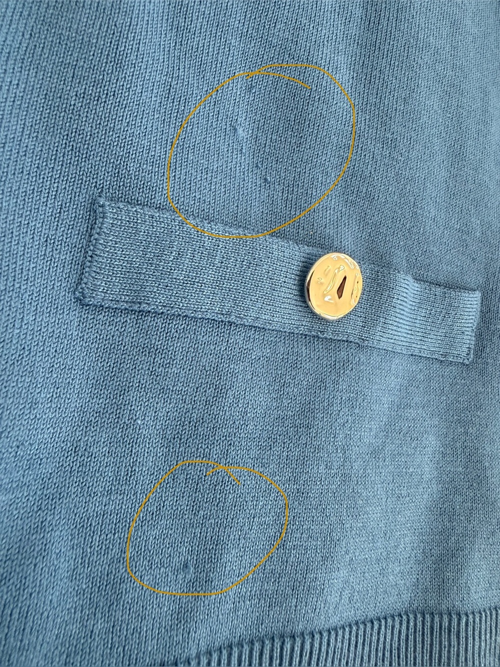 Melissa Paige "Quiet Harbor" V-Neck Cardigan - Blue & Gold Large - Picture 10 of 15